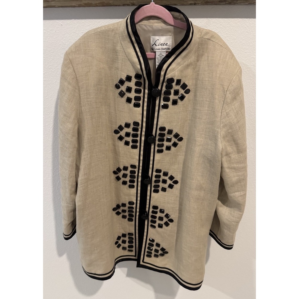 Linea by Louis Dell'olio Women's  Blazer Jacket Ornate Buttons Sz L Lined
